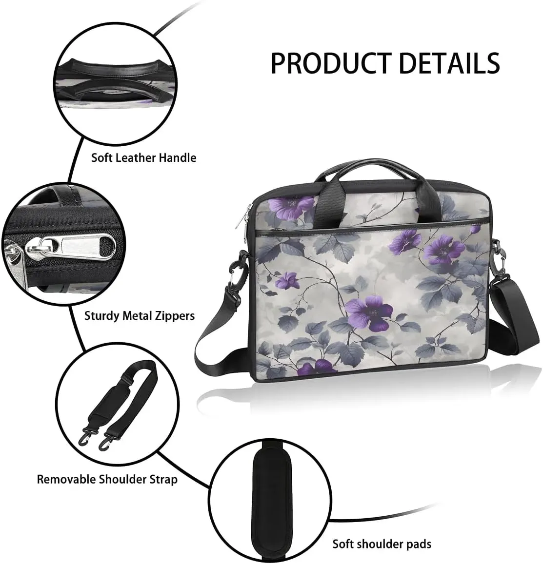 Laptop Shoulder Bag Computer Bag 13-15 Inches Laptop Carrying Case with Shoulder Strap for Women Men