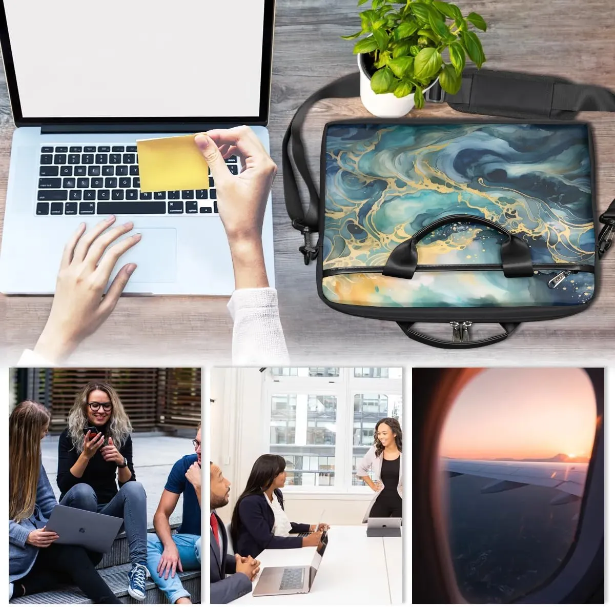 Laptop Shoulder Bag Computer Bag 13-15 Inches Laptop Carrying Case with Shoulder Strap for Women Men