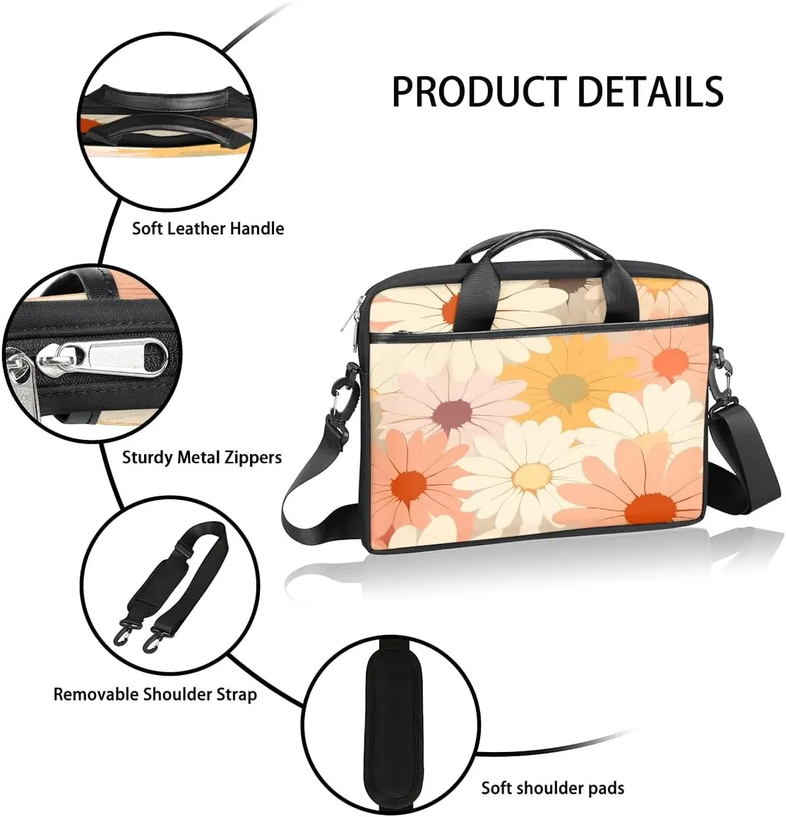 Laptop Shoulder Bag Computer Bag 13-15 Inches Laptop Carrying Case with Shoulder Strap for Women Men