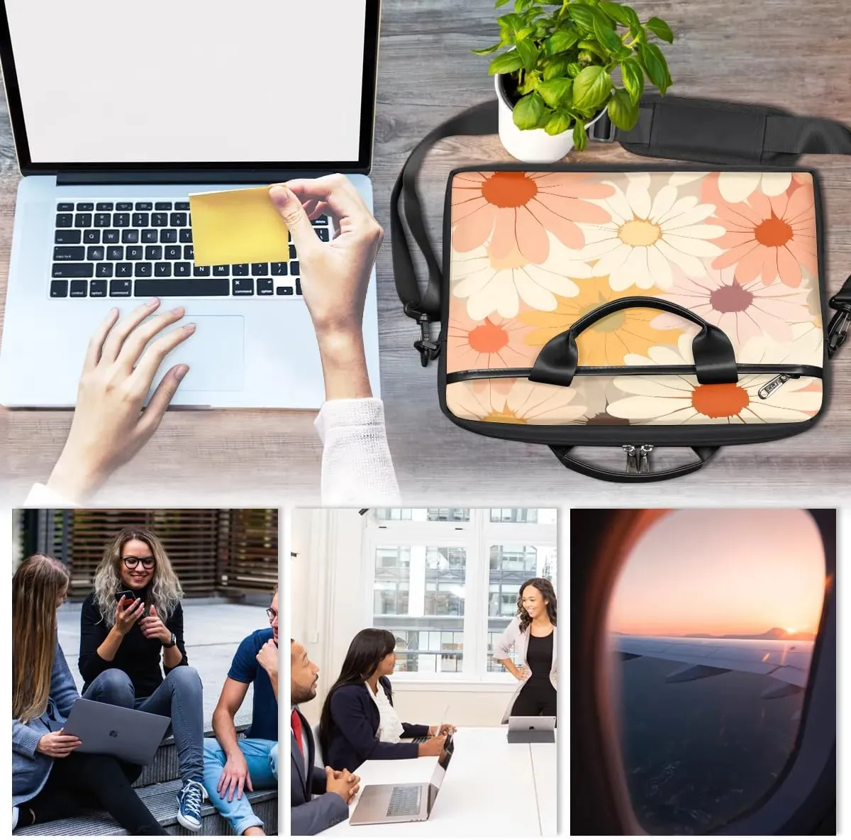 Laptop Shoulder Bag Computer Bag 13-15 Inches Laptop Carrying Case with Shoulder Strap for Women Men