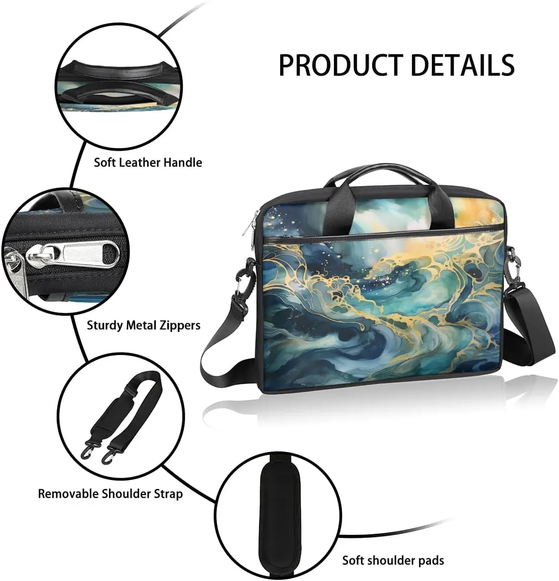 Laptop Shoulder Bag Computer Bag 13-15 Inches Laptop Carrying Case with Shoulder Strap for Women Men
