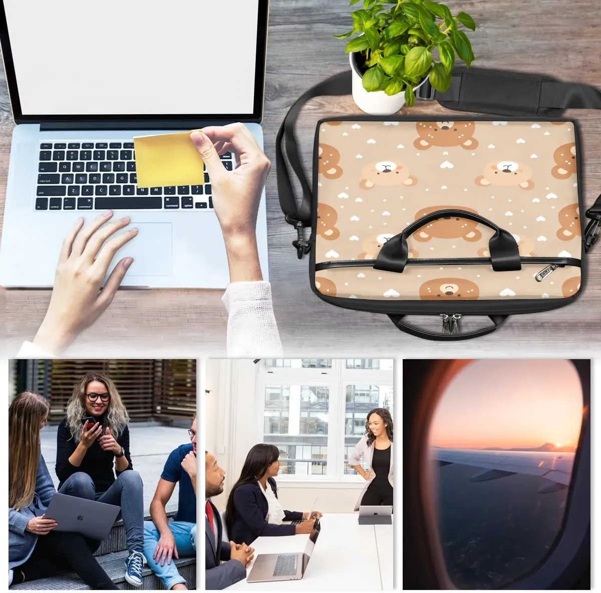 Laptop Shoulder Bag Computer Bag 13-15 Inches Laptop Carrying Case with Shoulder Strap for Women Men