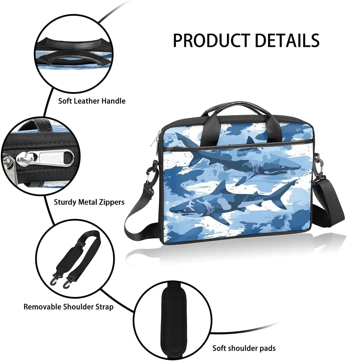 Laptop Shoulder Bag Computer Bag 13-15 Inches Laptop Carrying Case with Shoulder Strap for Women Men
