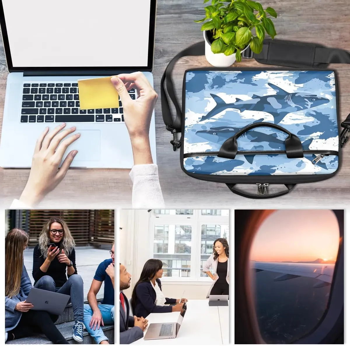 Laptop Shoulder Bag Computer Bag 13-15 Inches Laptop Carrying Case with Shoulder Strap for Women Men