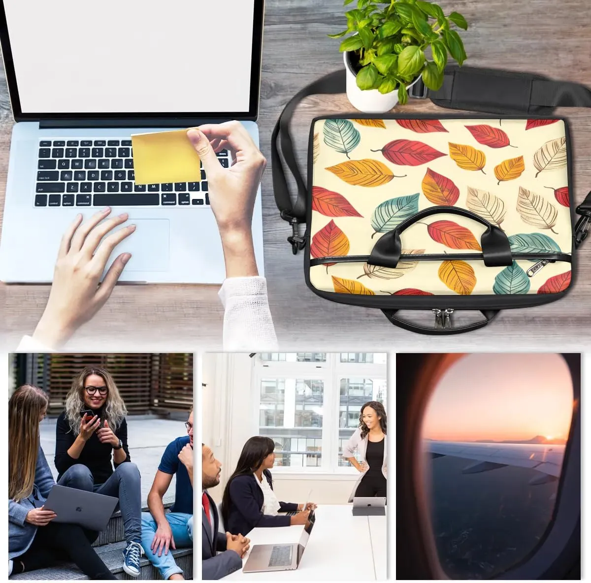 Laptop Shoulder Bag Computer Bag 13-15 Inches Laptop Carrying Case with Shoulder Strap for Women Men