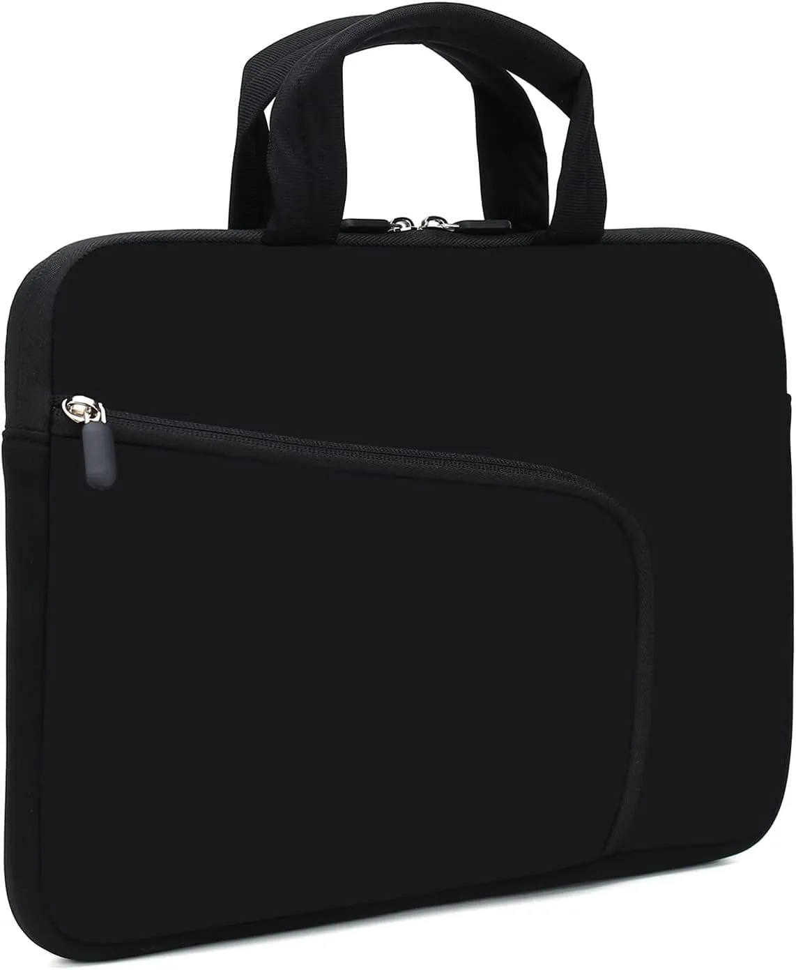 Laptop Sleeve 14 15 15.4 15.6 Chromebook Case Ultrabook Case Notebook Sleeve PC Messenger Bag Tablet Case Neoprene Handle Sleeve for Men Women, Two Pockets (Black)