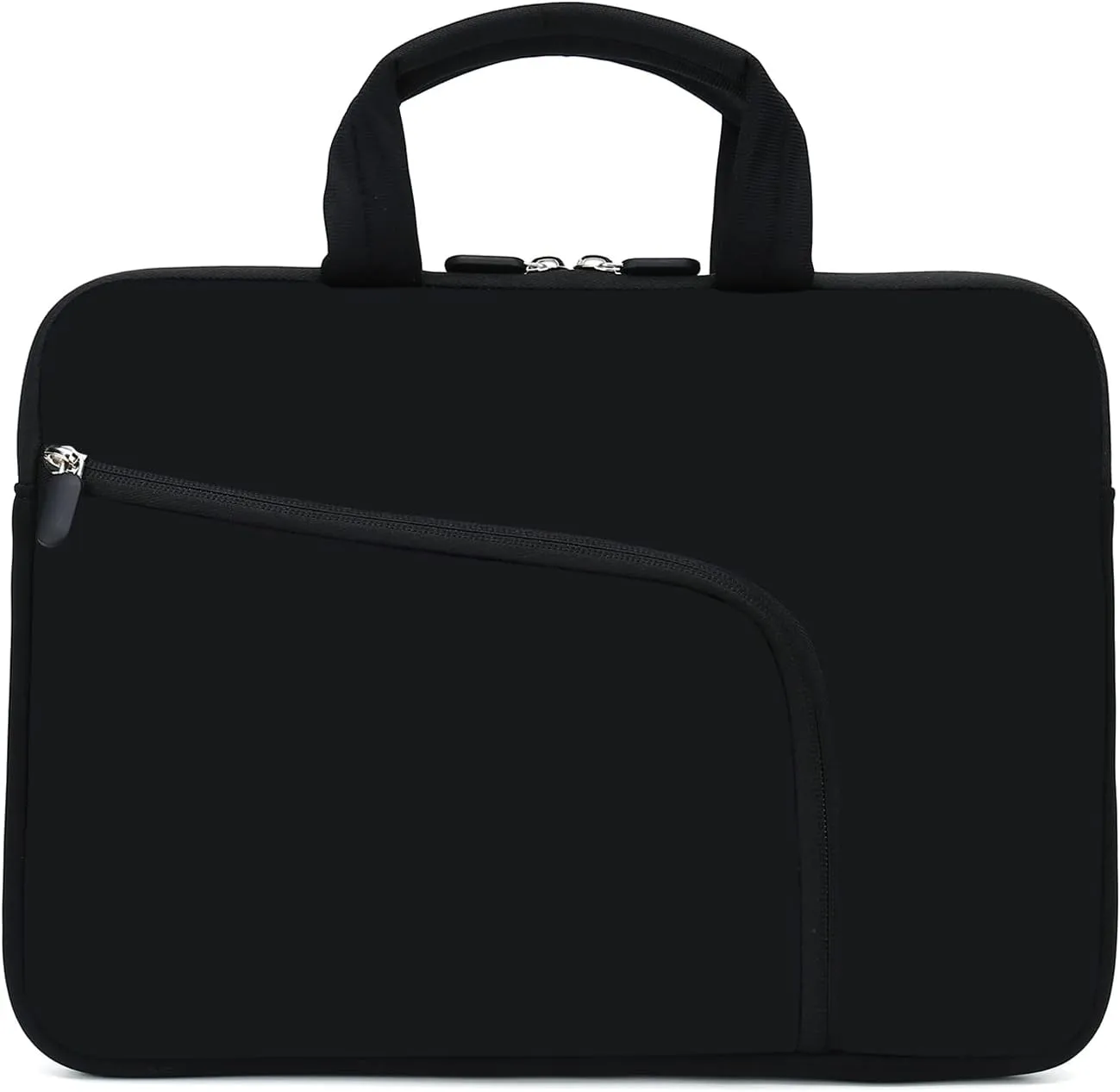 Laptop Sleeve 14 15 15.4 15.6 Chromebook Case Ultrabook Case Notebook Sleeve PC Messenger Bag Tablet Case Neoprene Handle Sleeve for Men Women, Two Pockets (Black)