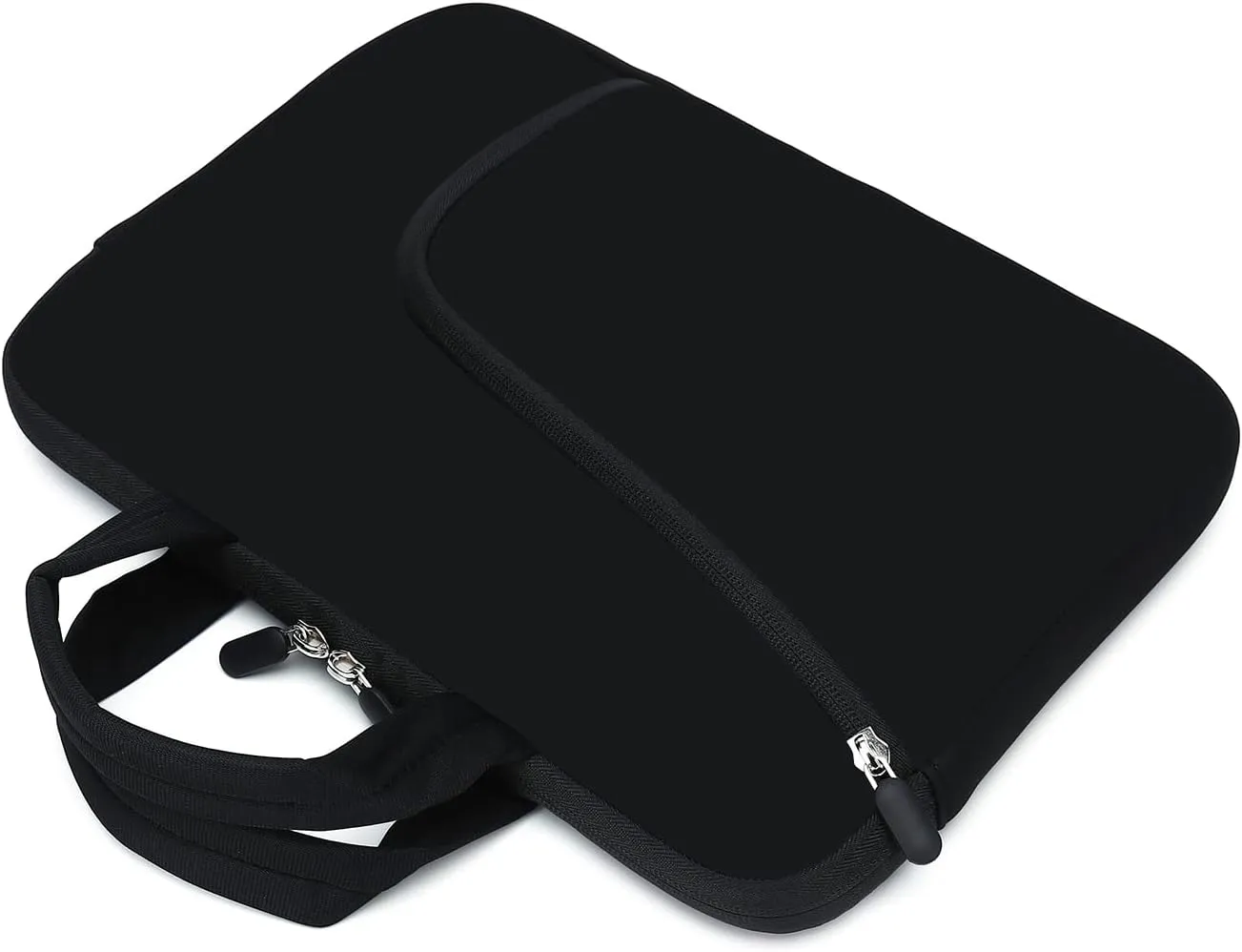 Laptop Sleeve 14 15 15.4 15.6 Chromebook Case Ultrabook Case Notebook Sleeve PC Messenger Bag Tablet Case Neoprene Handle Sleeve for Men Women, Two Pockets (Black)