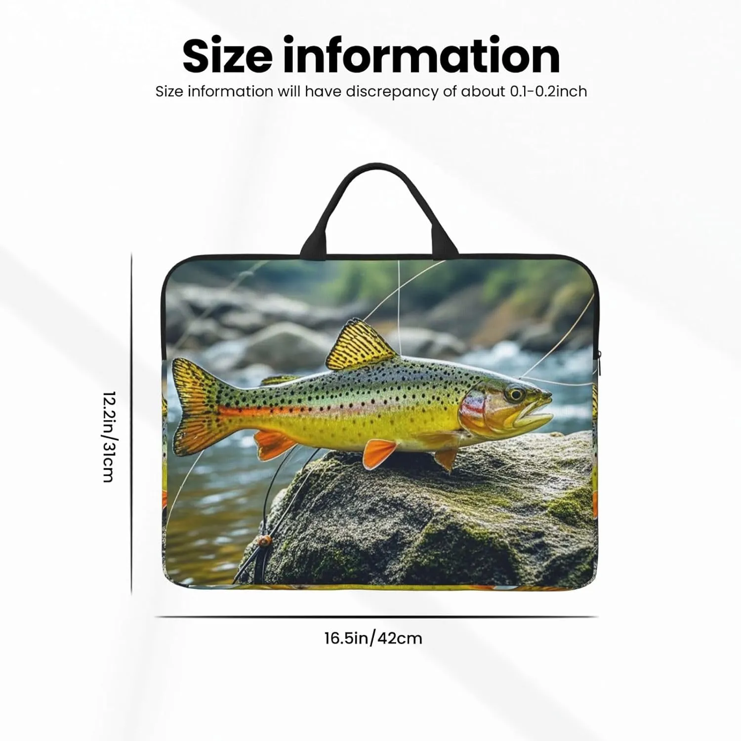Laptop Sleeve 14 in Sleeve for Women Men Brook Trout Fly Fishing Notebook Shockproof Laptop Case Carrying Case