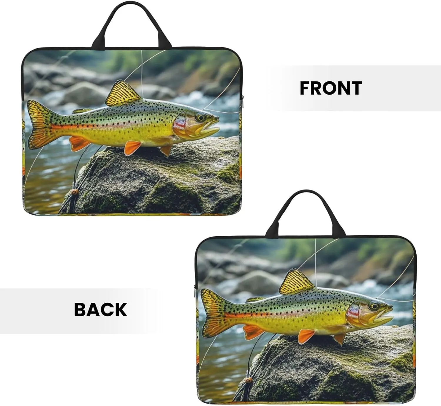 Laptop Sleeve 14 in Sleeve for Women Men Brook Trout Fly Fishing Notebook Shockproof Laptop Case Carrying Case