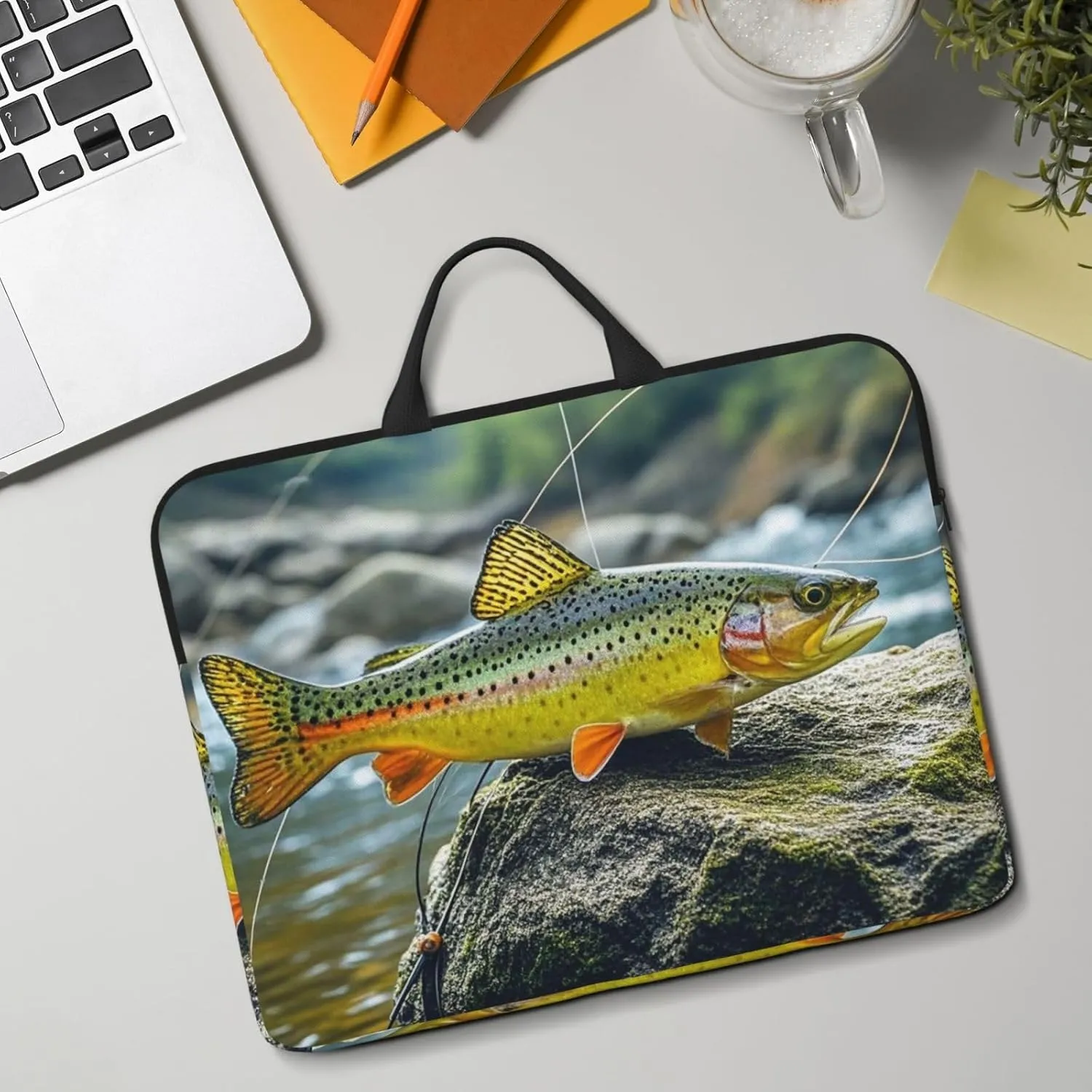 Laptop Sleeve 14 in Sleeve for Women Men Brook Trout Fly Fishing Notebook Shockproof Laptop Case Carrying Case