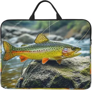 Laptop Sleeve 14 in Sleeve for Women Men Brook Trout Fly Fishing Notebook Shockproof Laptop Case Carrying Case