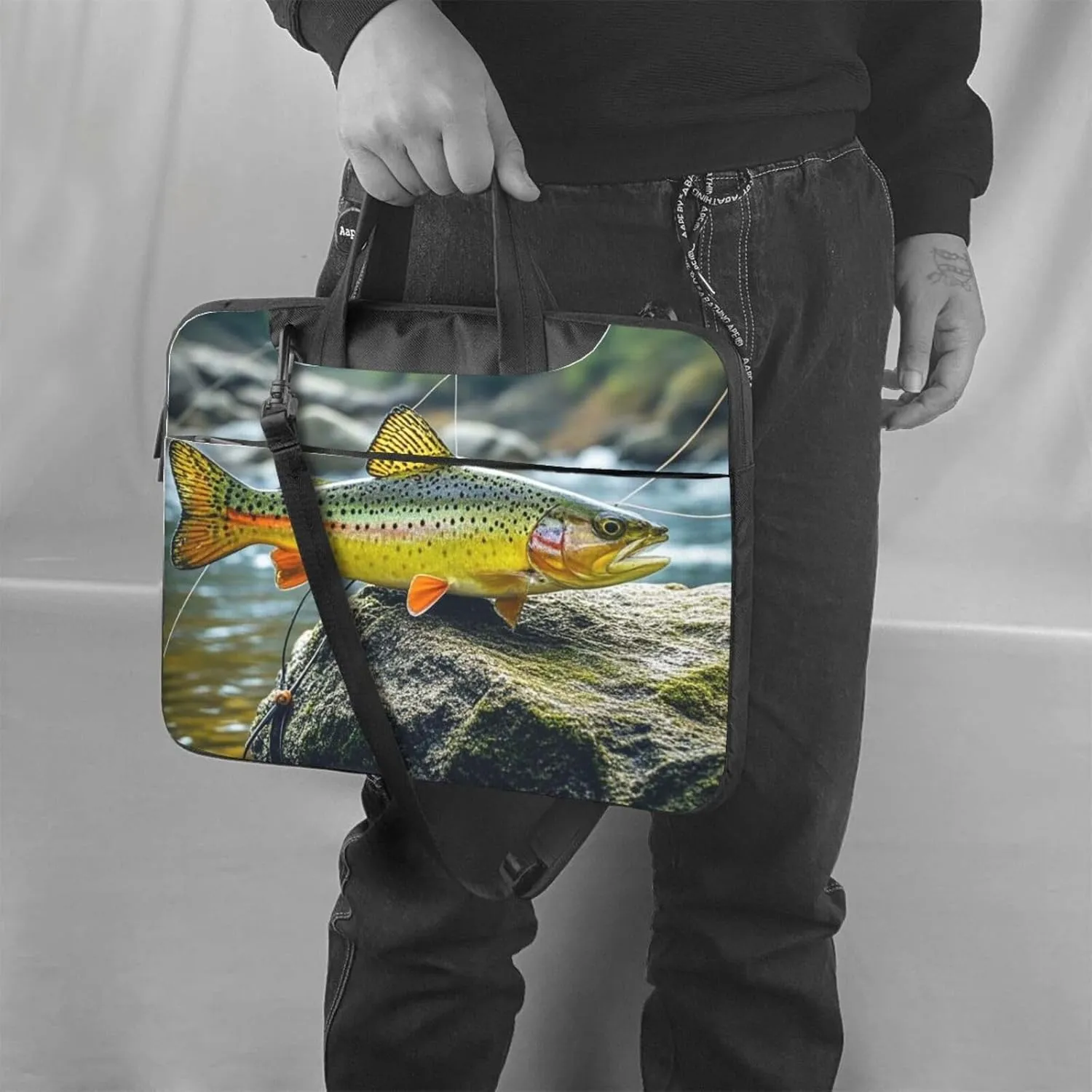 Laptop Sleeve 15.6 inch Sleeve for Women Men Brook Trout Fly Fishing Notebook Shockproof Laptop Case Carrying Case