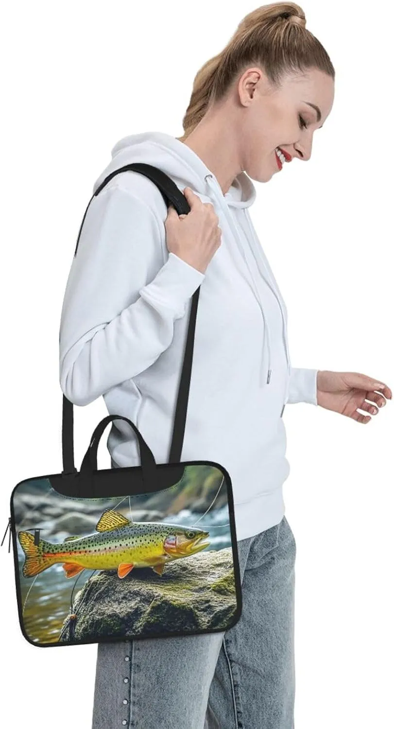 Laptop Sleeve 15.6 inch Sleeve for Women Men Brook Trout Fly Fishing Notebook Shockproof Laptop Case Carrying Case