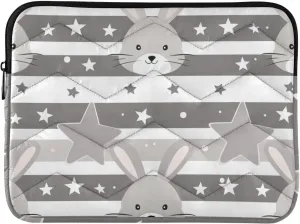 Laptop Sleeve Case 13-14 Inch Concise Computer Cases for Laptop Cute Rabbit Gray Travel Laptop Bag Handbag for Men Women