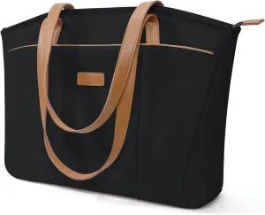 Laptop Tote Bag Shoulder Bag for Women 13-14 inch Waterproof Handbag Black Color