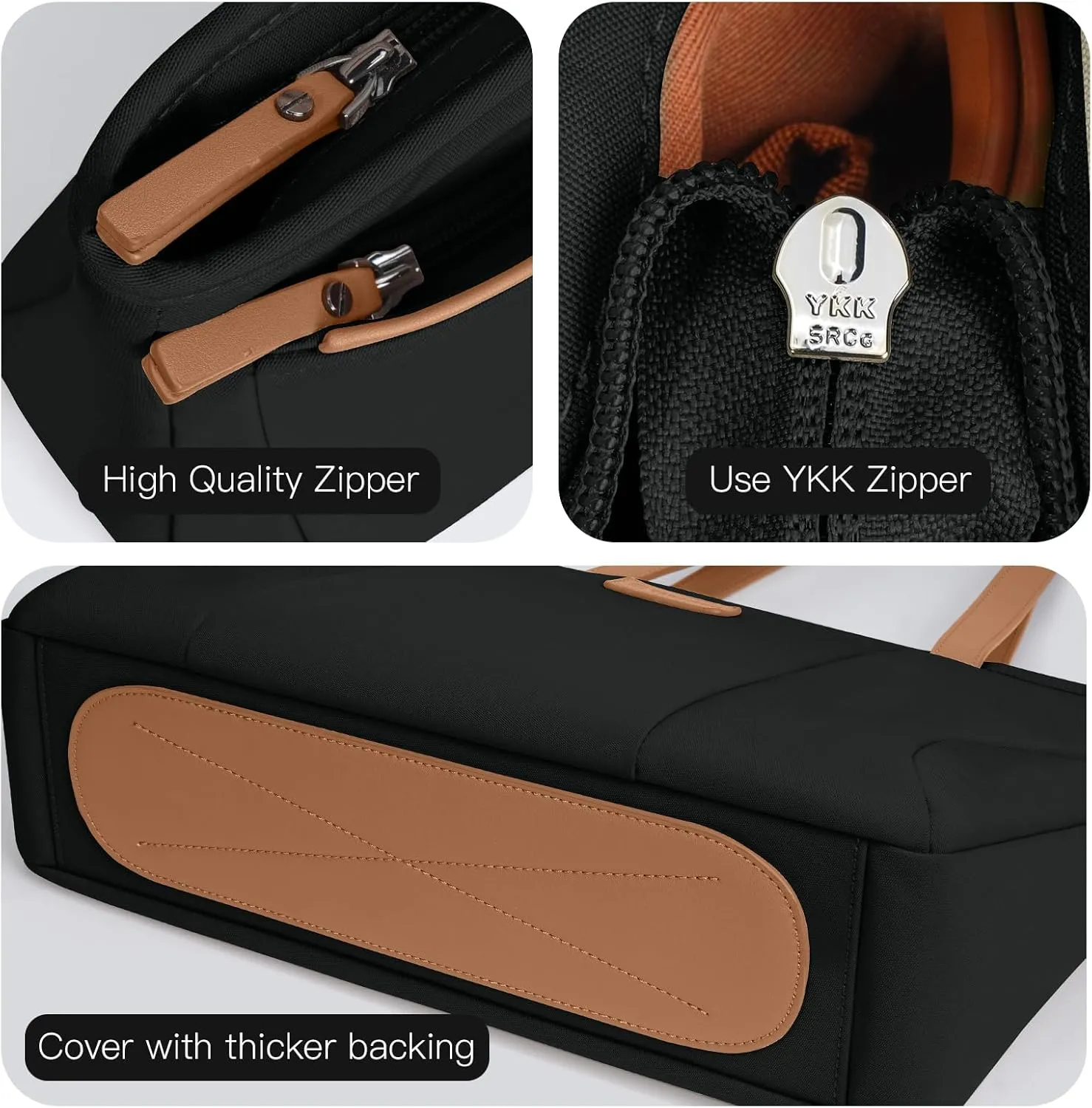 Laptop Tote Bag Shoulder Bag for Women 13-14 inch Waterproof Handbag Black Color