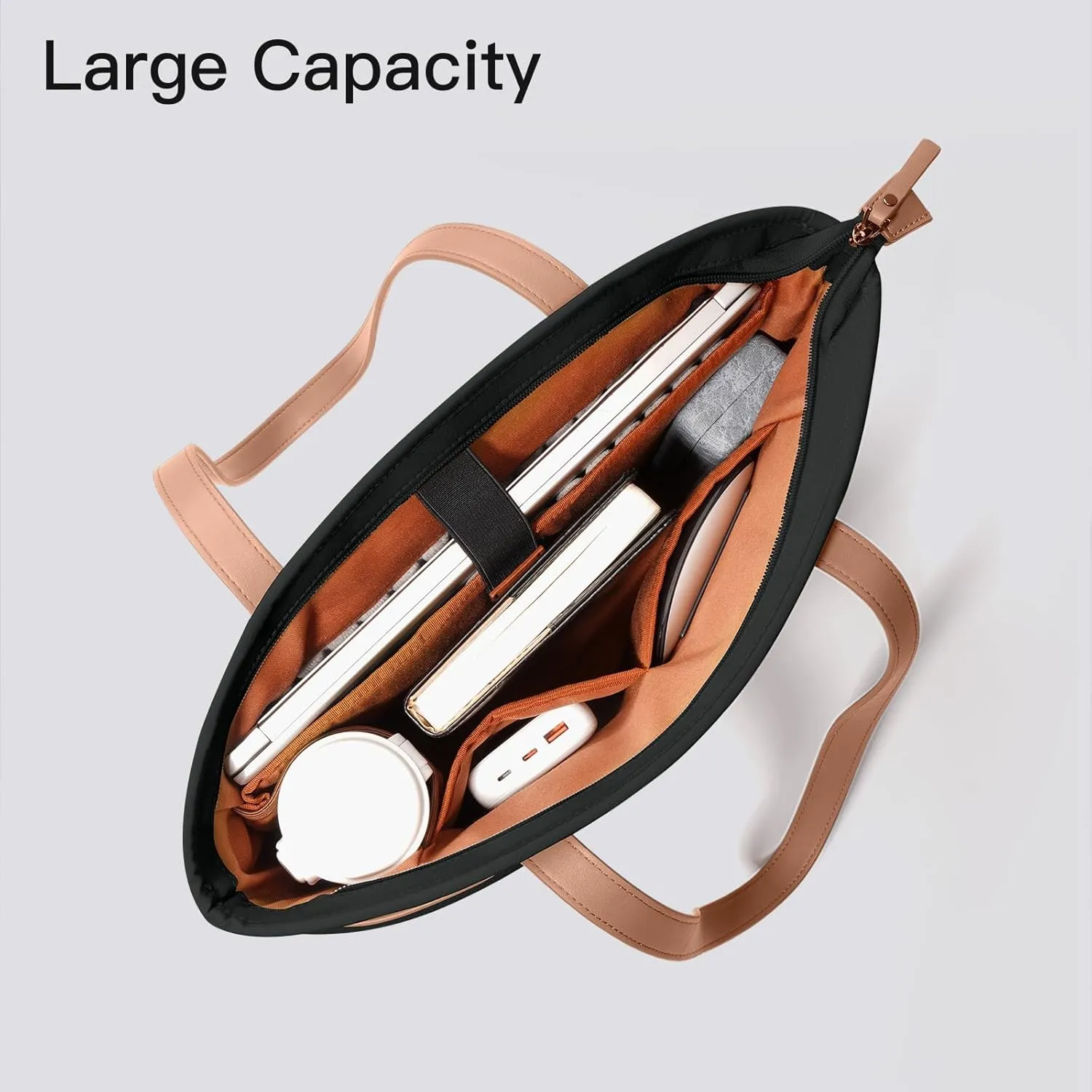 Laptop Tote Bag Shoulder Bag for Women 13-14 inch Waterproof Handbag Black Color