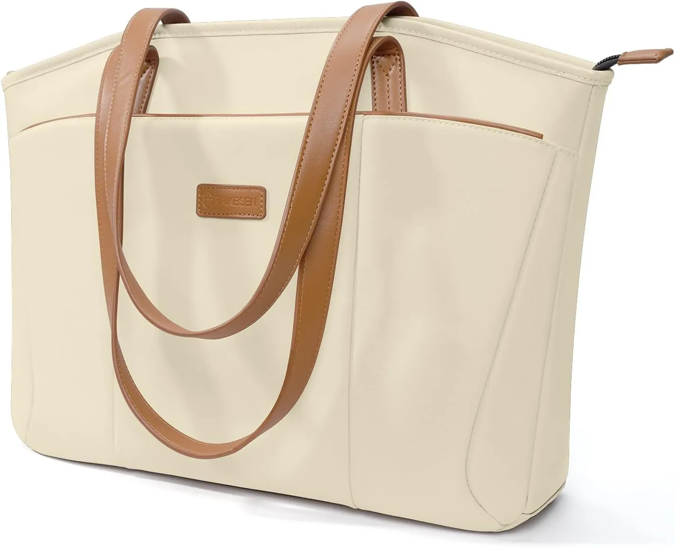 Laptop Tote Bag Shoulder Bag for Women 15-16 inch Waterproof Handbag Khaki Color