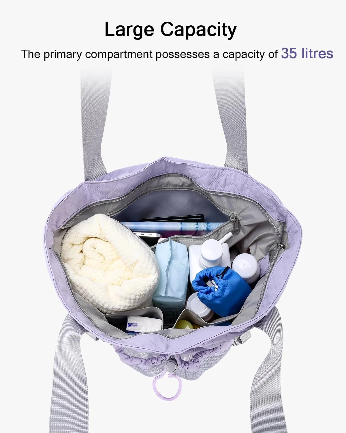 Large Beach Bag for Women, Water Resistant Sandproof Zipper Beach Tote Bag with Wet Pocket