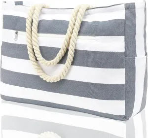 Large Beach Bag for Women, Waterproof Travel Tote Bag with Lunch/Wet Pocket for Weekender, Sandproof, Zipper Closure