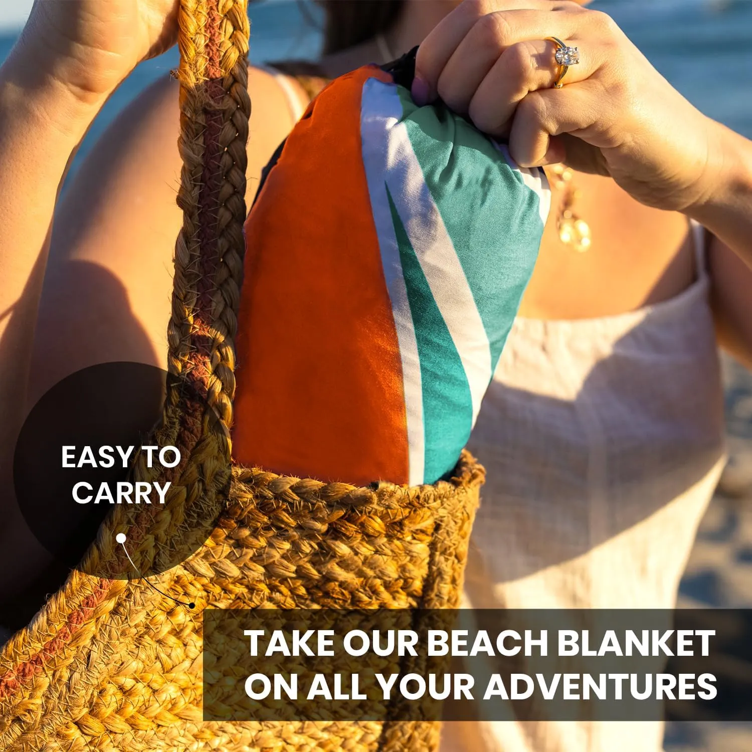 Large Beach Blanket Waterproof & Sandproof 7'x8' for 6 People - Beach Essentials for Family, Picnic, Concert, Travel - Includes 4 ( 2) Stakes - by Everlasting Comfort