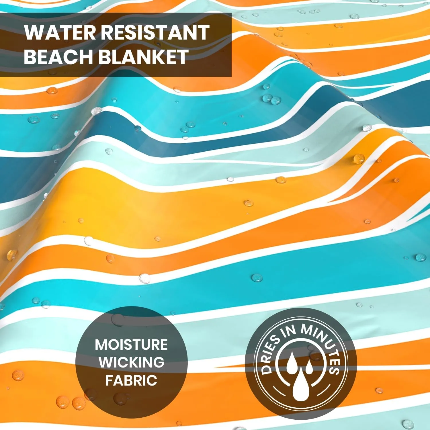 Large Beach Blanket Waterproof & Sandproof 7'x8' for 6 People - Beach Essentials for Family, Picnic, Concert, Travel - Includes 4 ( 2) Stakes - by Everlasting Comfort