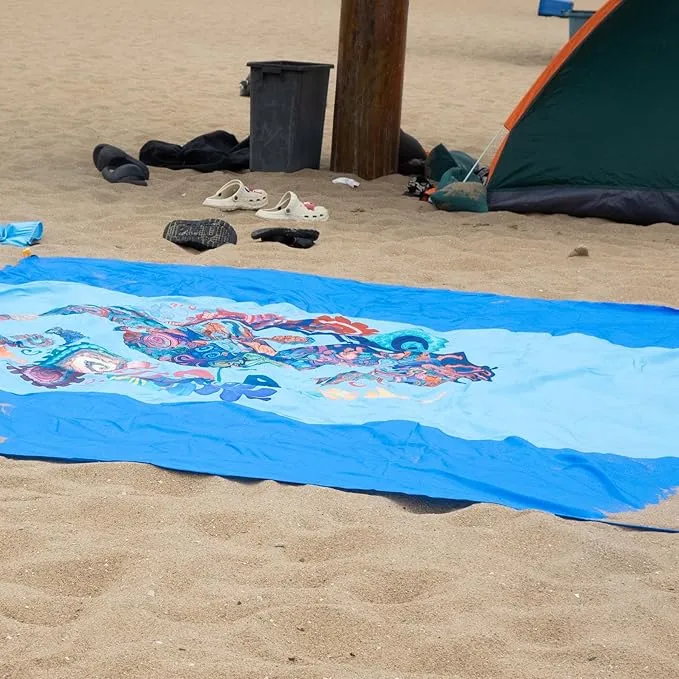 Large Beach Blanket Waterproof Sandproof 108"x 82" for 1-6 Adults,Quick Drying Beach Mat,Lightweight & Durable,Beach Essentials for Family Beach Camping Travel Picnic