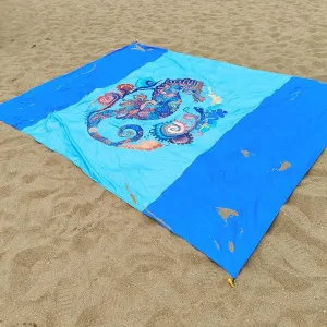 Large Beach Blanket Waterproof Sandproof 108"x 82" for 1-6 Adults,Quick Drying Beach Mat,Lightweight & Durable,Beach Essentials for Family Beach Camping Travel Picnic