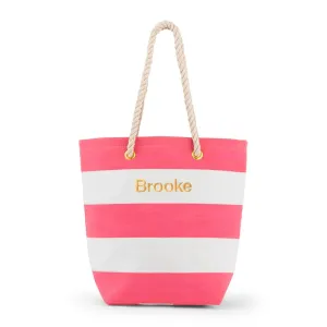 Large Bliss Striped Tote Bag- Pink And White