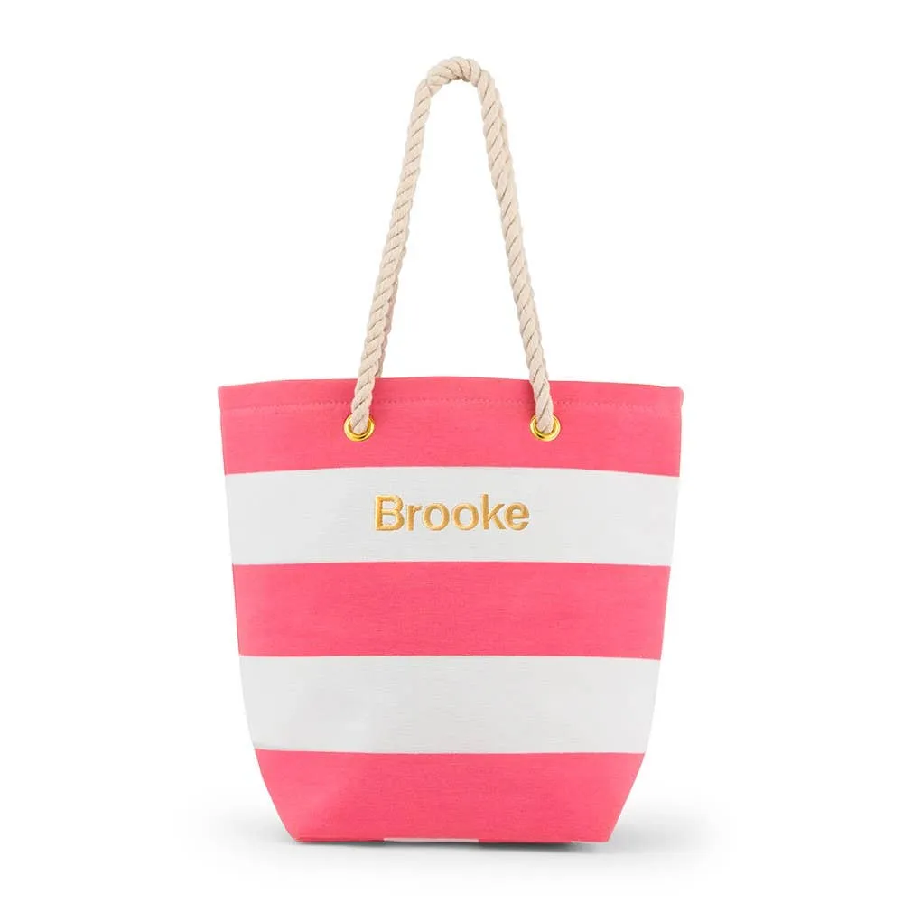 Large Bliss Striped Tote Bag- Pink And White