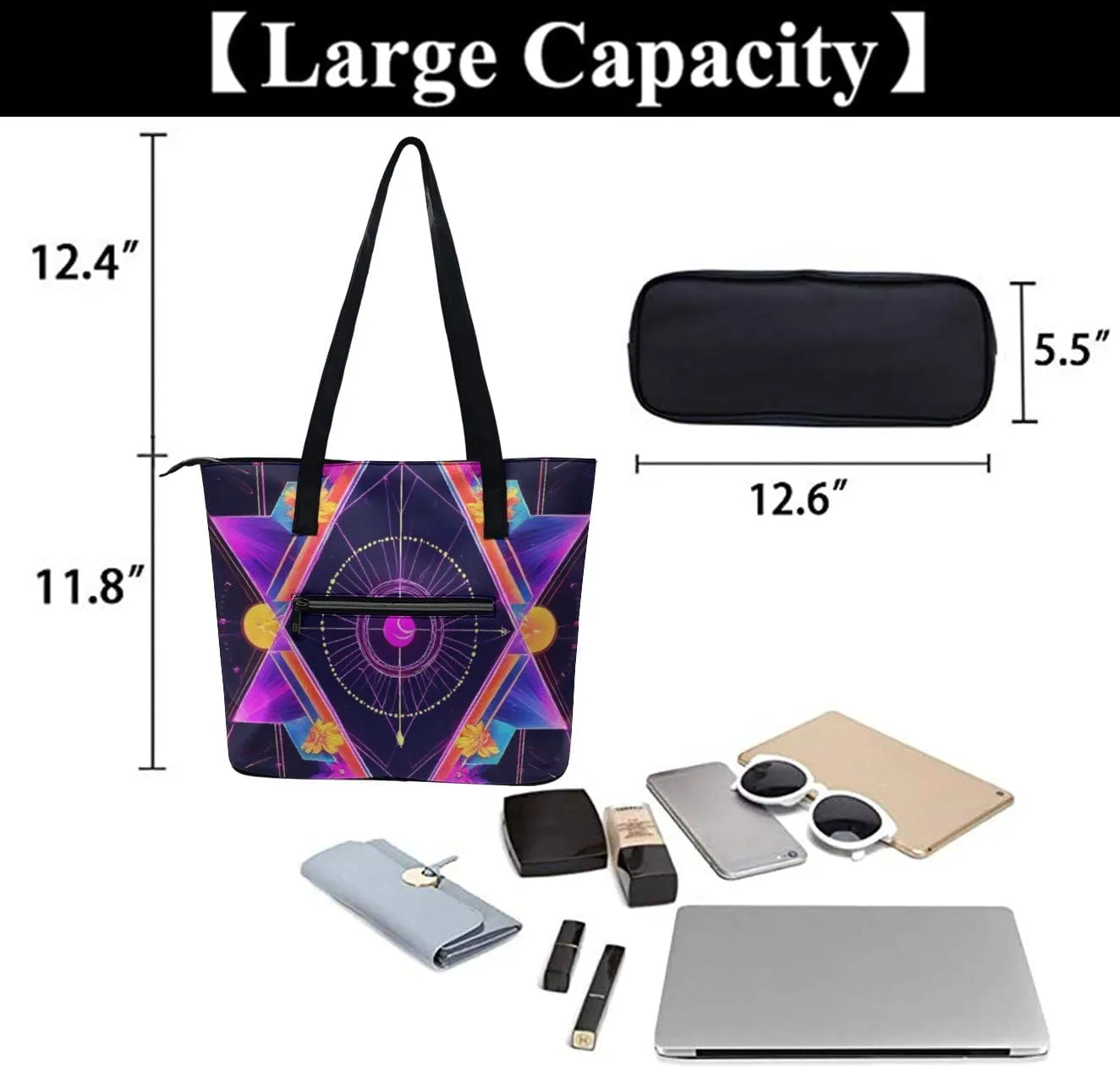 Large Capacity Tote Bag for Women, Women's Funny Lightweight Zipper Handbag for Shopping, Travel, Work