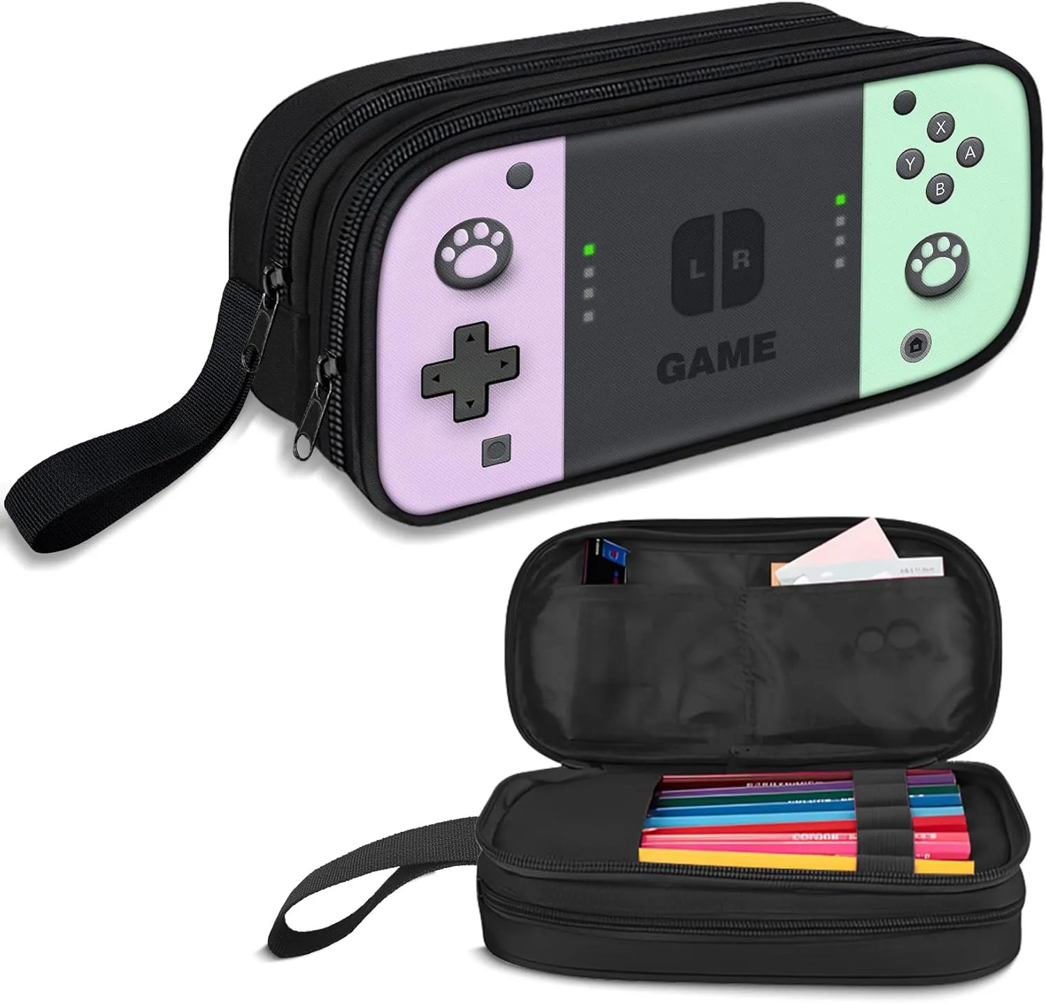 Large Pencil Case for Boys - Boys Pencil Pouch with Zipper Compartments - Big Capacity Pen Box Gamer Pen Bag Organizer for Kids Teens School