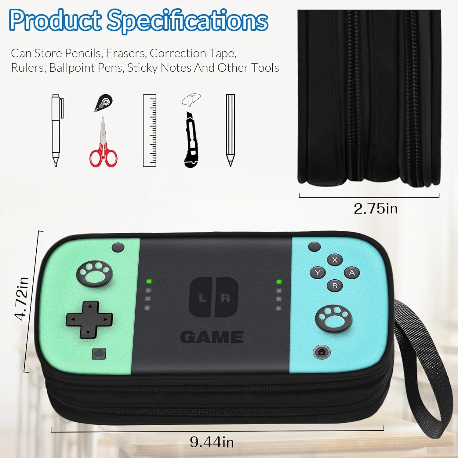 Large Pencil Case for Boys - Boys Pencil Pouch with Zipper Compartments - Big Capacity Pen Box Gamer Pen Bag Organizer for Kids Teens School