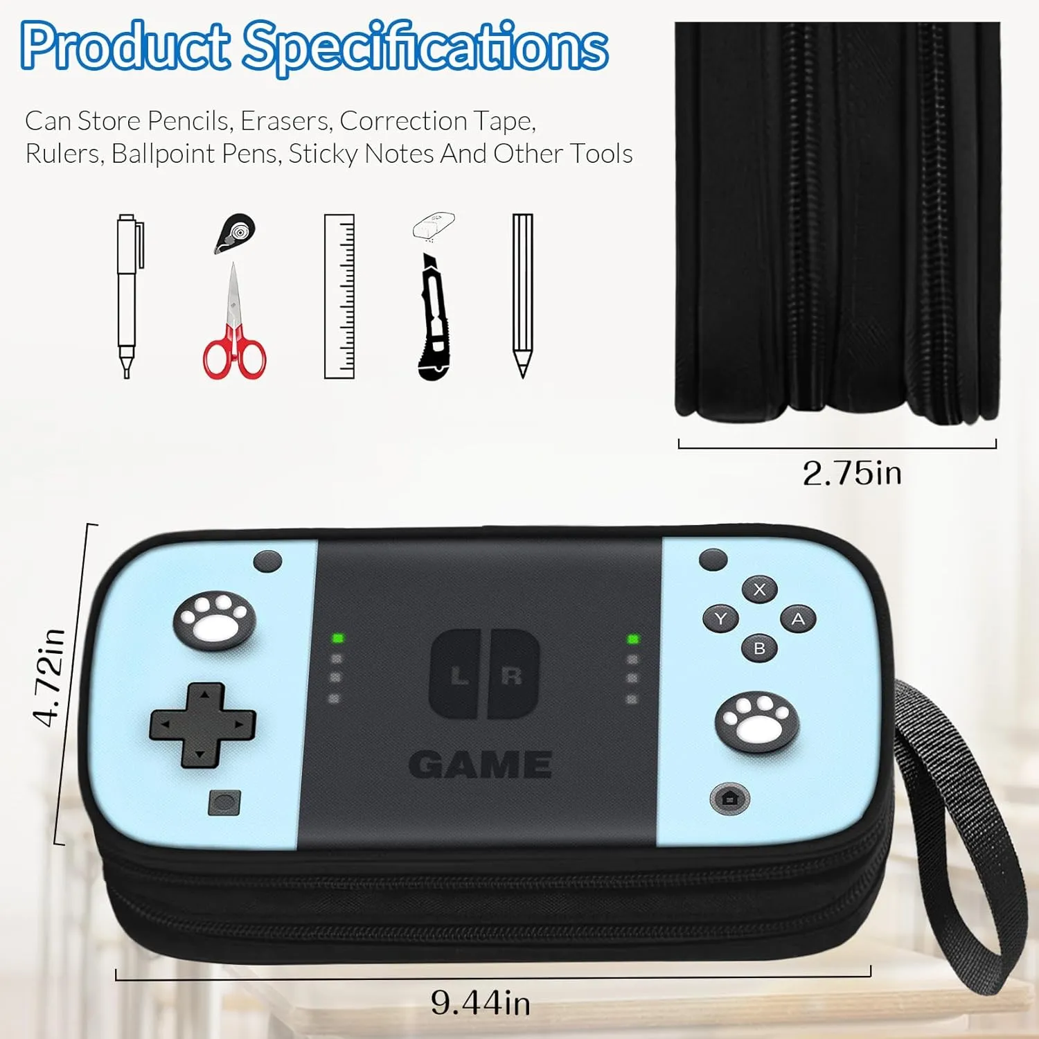 Large Pencil Case for Boys - Boys Pencil Pouch with Zipper Compartments - Big Capacity Pen Box Gamer Pen Bag Organizer for Kids Teens School