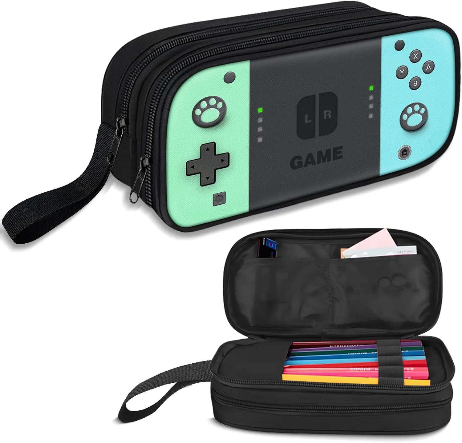 Large Pencil Case for Boys - Boys Pencil Pouch with Zipper Compartments - Big Capacity Pen Box Gamer Pen Bag Organizer for Kids Teens School