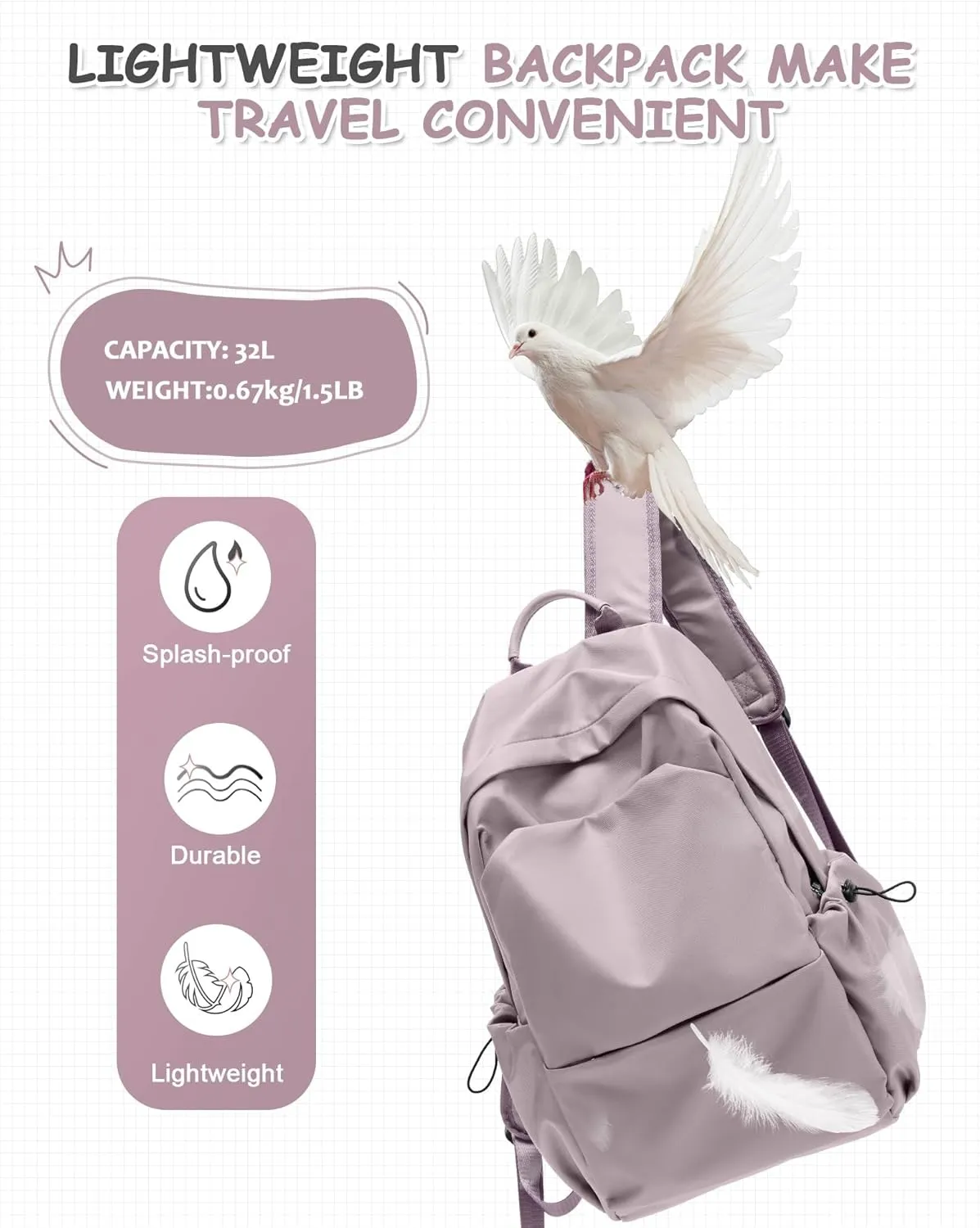 Large Purple School Backpack for Kids Middle School Backpack for Girls Teens High School Bookbag with Tablet Sleeve Large Compartment Mochilas para Niñas Adolescentes Back to School Gifts