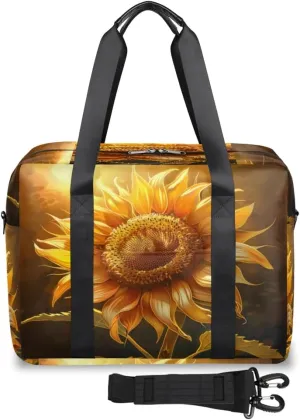 Large Sunflower Pattern Womens Travel Bags, Weekender Carry on for Women, Sports Gym Bag, Workout Duffel bag, Overnight Shoulder Bag