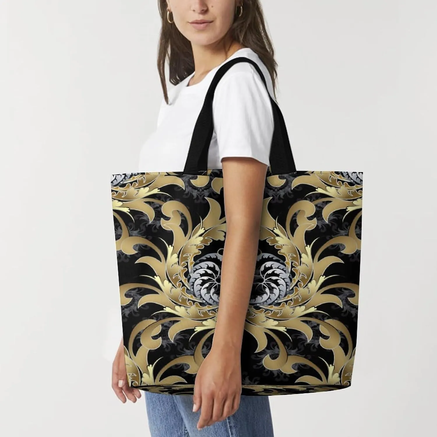 Large Tote Top Handle Bag, Shopping Handbag Big Polyester Shoulder Hand Bags