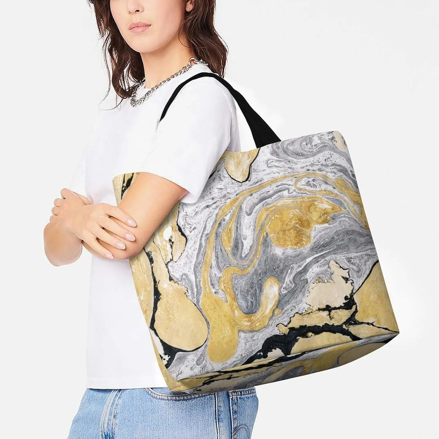 Large Tote Top Handle Bag, Shopping Handbag Big Polyester Shoulder Hand Bags