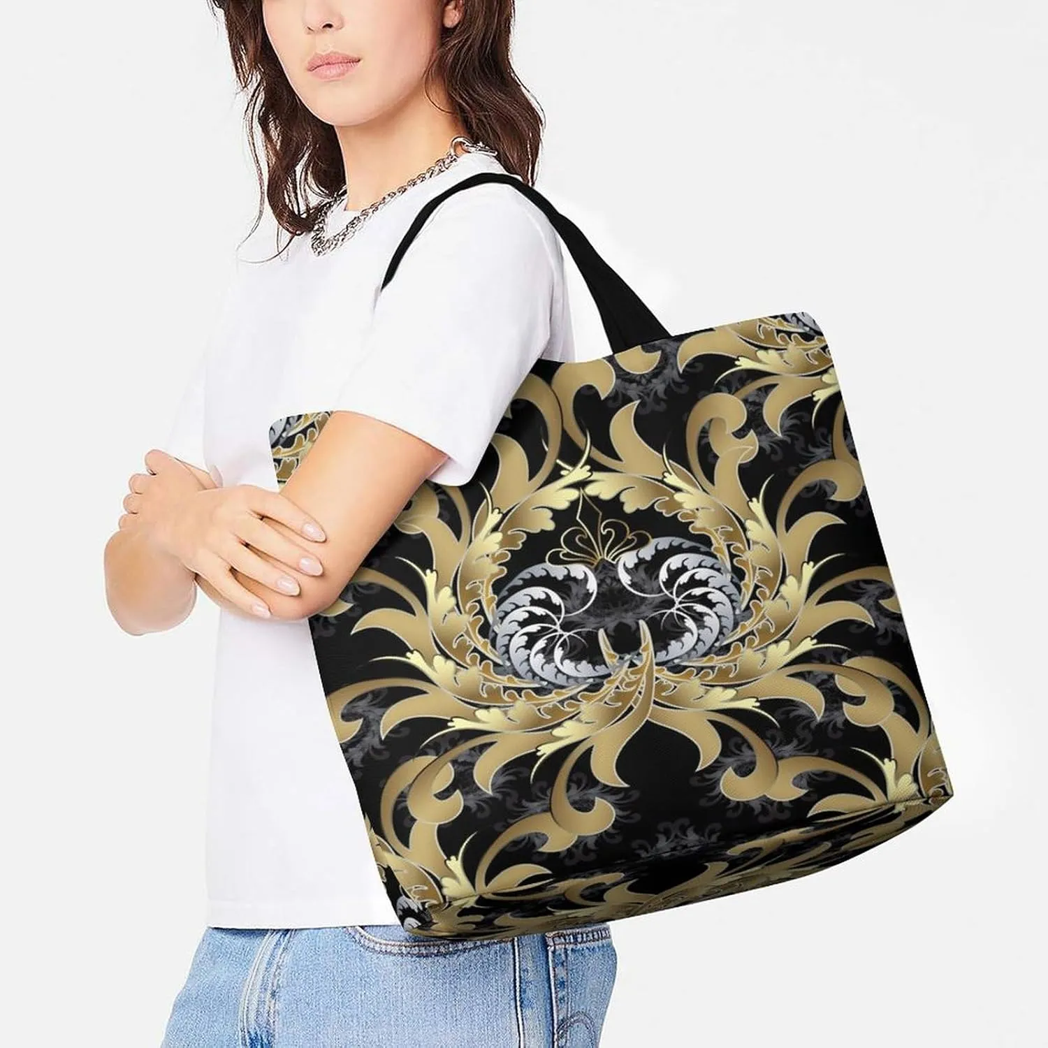 Large Tote Top Handle Bag, Shopping Handbag Big Polyester Shoulder Hand Bags