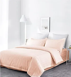 Lasin Bedding Luxury Super Soft 100% Cotton, 3pcs Duvet Cover Pillow Case Sheets Set - Cal King/King 102" x 86", Peach