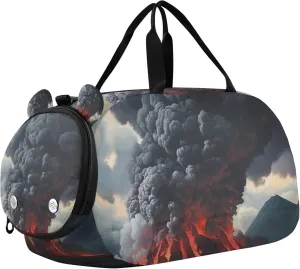 Lava with Tornado Duffle Bag for Toddler Boys Girls, Gym Sports Bag with Shoe Compartments, Kids Travel Overnight Weekender Shoulder Bag