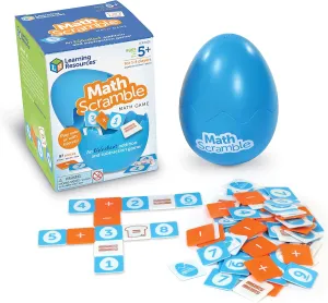 Learning Resources Math Scramble Game,Educational Games for Kids, Math Games for Kids, Early Math Skills, Addition and Subtraction Games, 87 pieces, Ages 5 