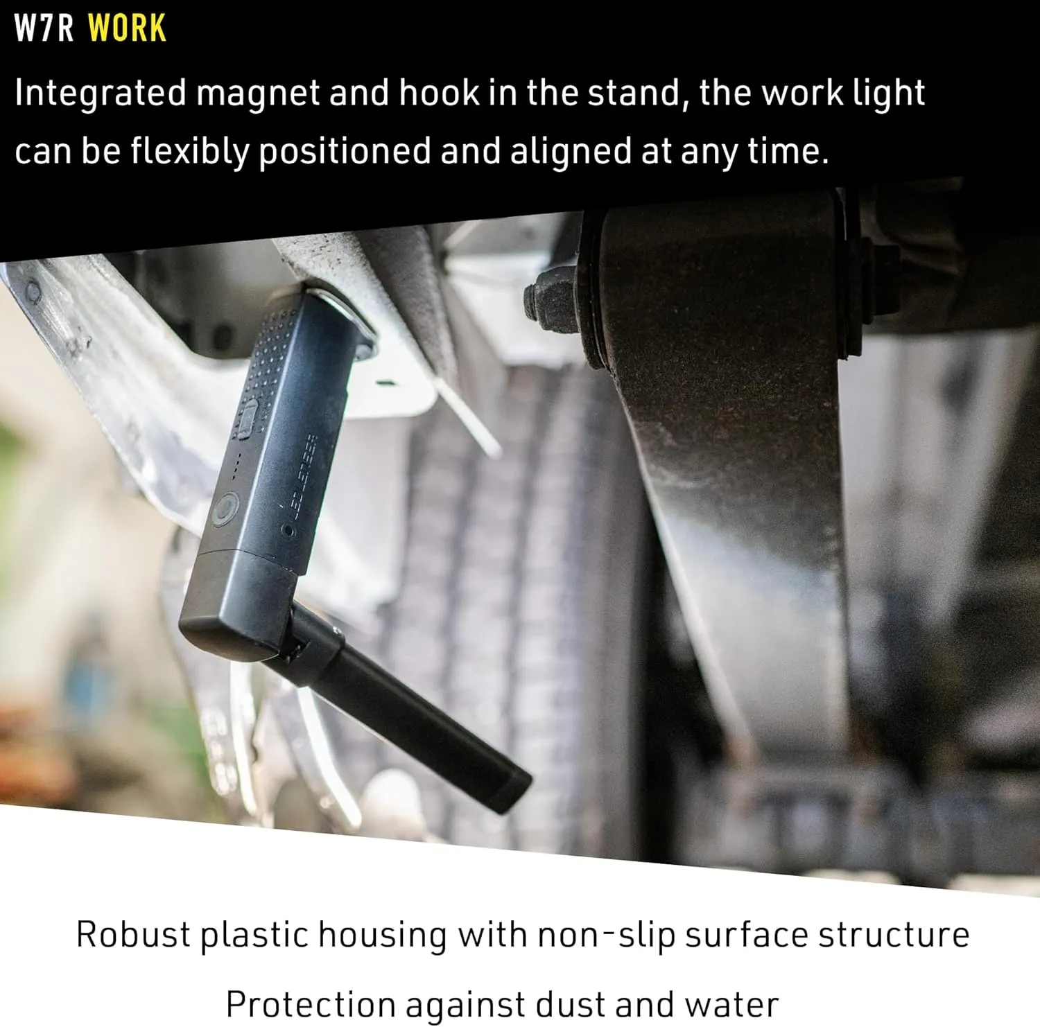 Ledlenser W7R Work Rechargeable Hands-Free Flashlight, 600 Lumens, Flexible Mounting, Fold-Out and Rotatable