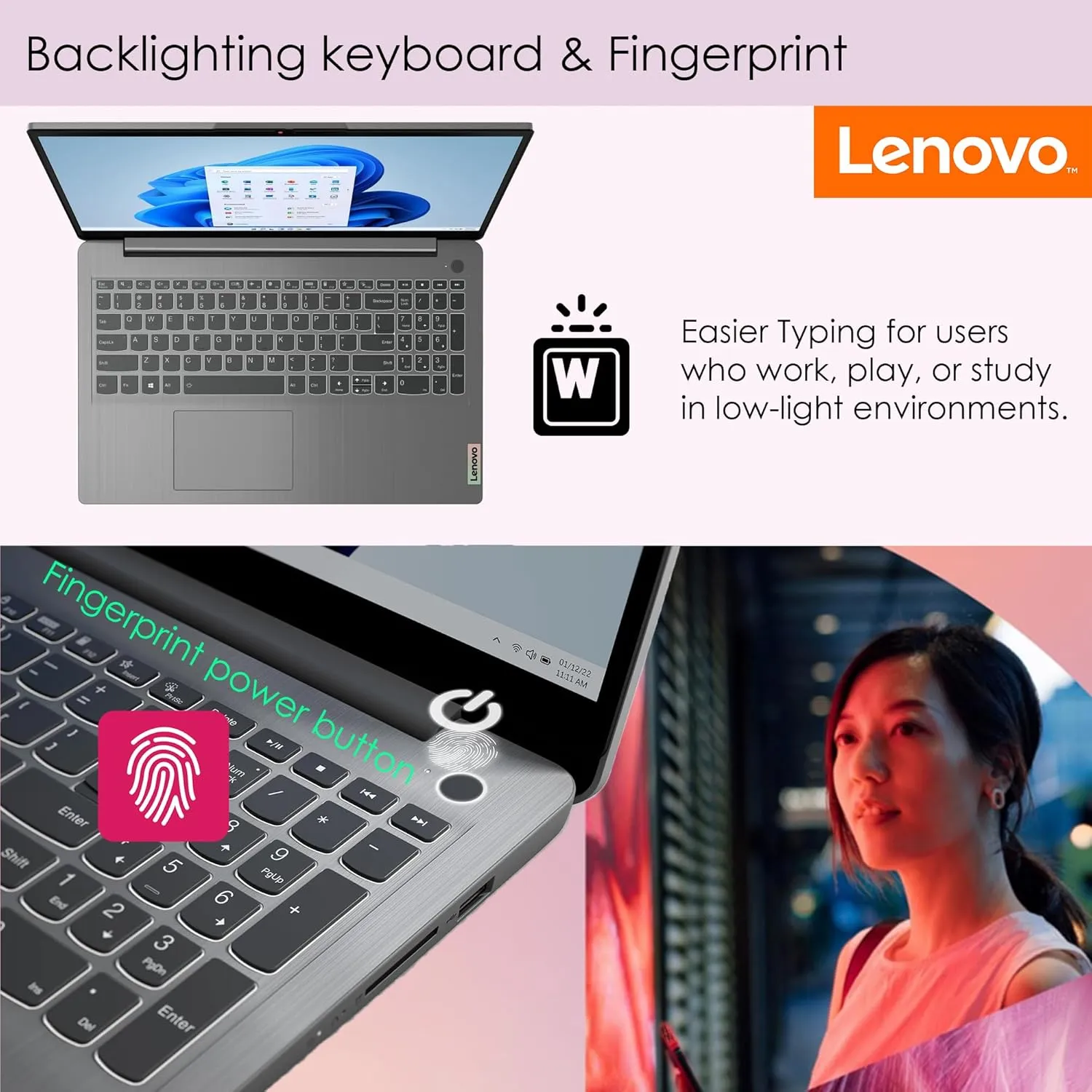 Lenovo IdeaPad 3 Laptop| Intel Core i7-1255U Processor| Touchscreen| 15.6 inch Full HD Display| 40GB RAM, 1TB PCIe SSD|USB-C, HDMI, Card Reader| Office Trial| Backlit Keyboard| Windows 11