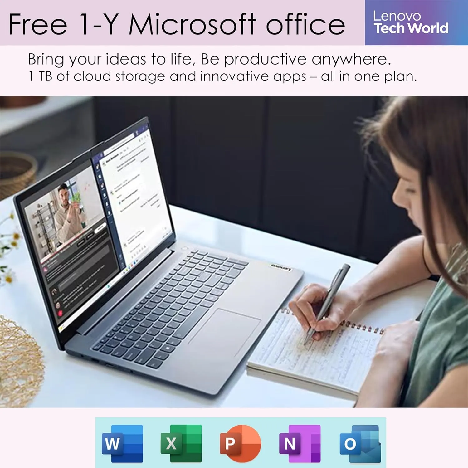 Lenovo IdeaPad 3 Laptop| Intel Core i7-1255U Processor| Touchscreen| 15.6 inch Full HD Display| 40GB RAM, 1TB PCIe SSD|USB-C, HDMI, Card Reader| Office Trial| Backlit Keyboard| Windows 11
