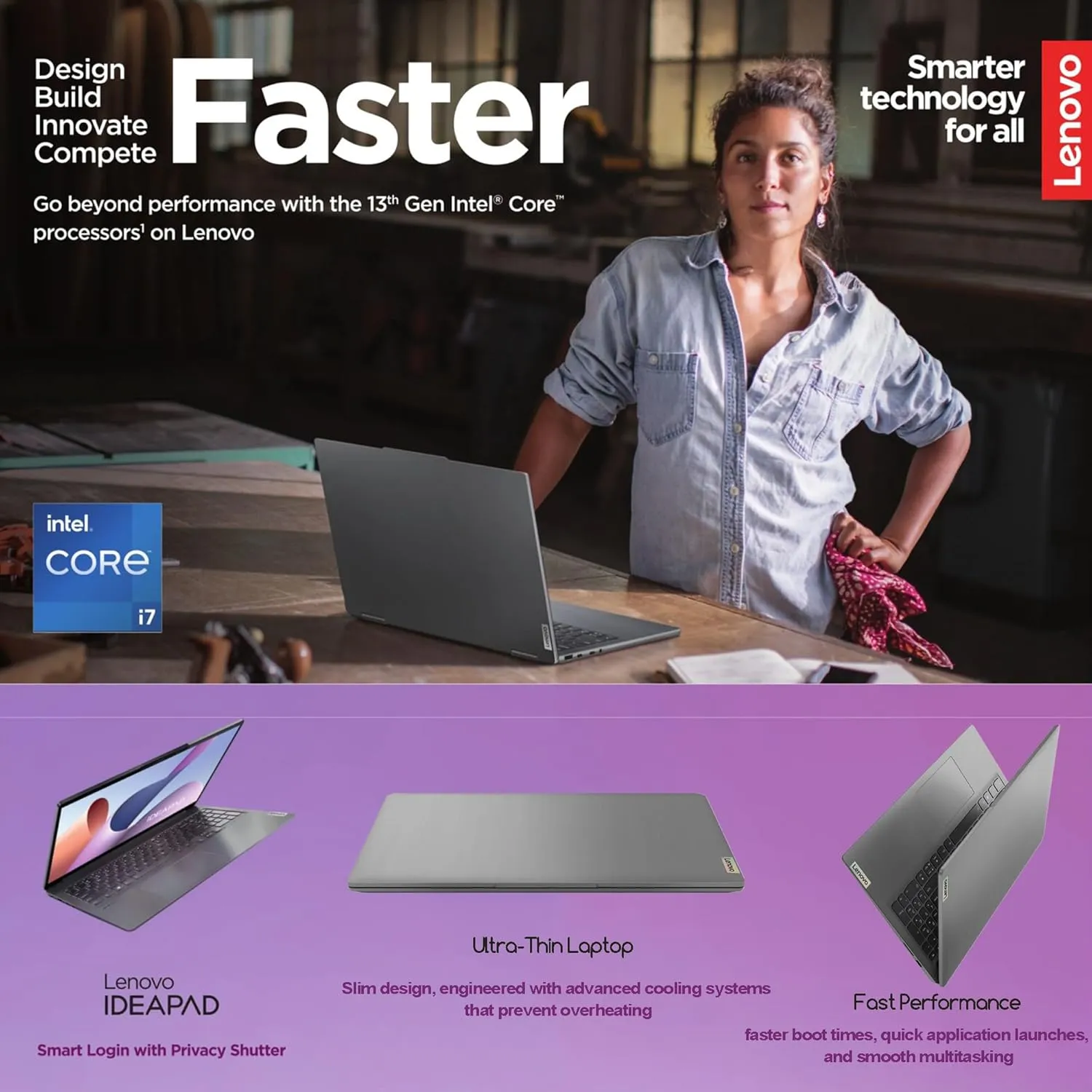 Lenovo IdeaPad 3 Laptop| Intel Core i7-1255U Processor| Touchscreen| 15.6 inch Full HD Display| 40GB RAM, 1TB PCIe SSD|USB-C, HDMI, Card Reader| Office Trial| Backlit Keyboard| Windows 11