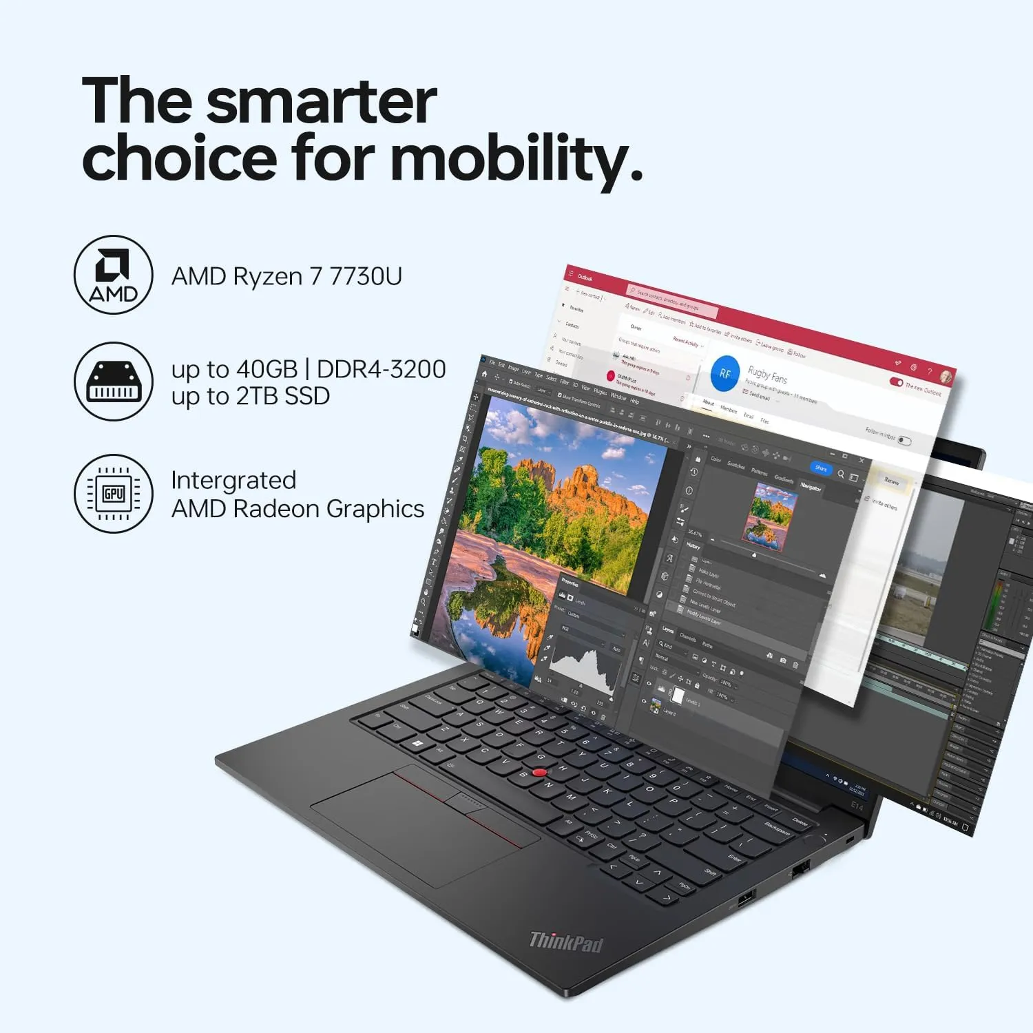 Lenovo ThinkPad E14 Professional Laptop, 14" FHD   1920 * 1200, AMD Ryzen 7 7730U, 24GB RAM, 2TB SSD, FP Reader, Webcam, Backlit KB, Wi-Fi 6, W11P, Bundle with Targus USB-C 100W Docking Station