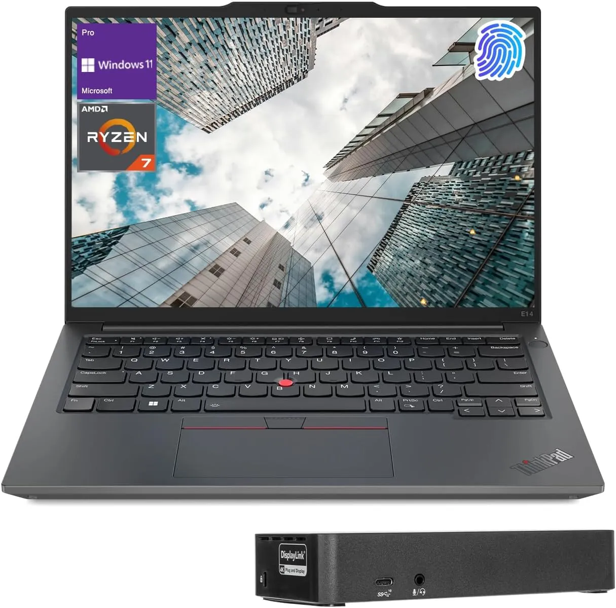 Lenovo ThinkPad E14 Professional Laptop, 14" FHD   1920 * 1200, AMD Ryzen 7 7730U, 24GB RAM, 2TB SSD, FP Reader, Webcam, Backlit KB, Wi-Fi 6, W11P, Bundle with Targus USB-C 100W Docking Station
